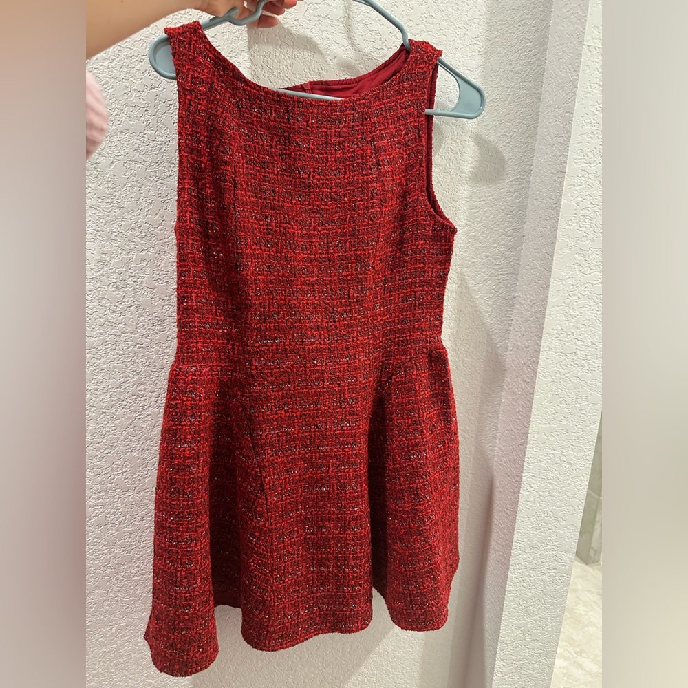 Red Tweed Sleeveless Dress